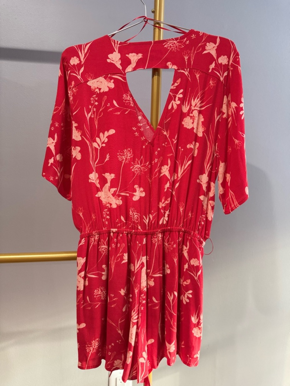 Gentle Fawn Red Floral Cutout Romper NWT
